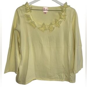 Fairy Butterfly Knit Lightweight Sweater XL Coquette Feminine Y2K Butter Yellow